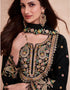 Traditional Function Wear Heavy Dolla Silk Readymade Suit Collection Black Dolla Silk Palazzo Suit Back View