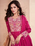 Traditional Function Wear Heavy Dolla Silk Readymade Suit Collection Rani Pink Dolla Silk Palazzo Suit Close-up View