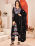 Traditional Function Wear Heavy Faux Georgette Readymade Suit Collection Black Heavy Faux Georgette Pant Straight Front View