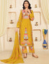 Traditional Function Wear Heavy Faux Georgette Readymade Suit Collection Yellow Heavy Faux Georgette Pant Straight Front View