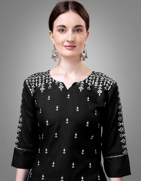 Traditional Function Wear Readymade Suit Collection Black Cotton Blend Pant Straight Side View