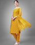 Traditional Function Wear Readymade Suit Collection Yellow Cotton Blend Pant Straight Close-up View