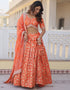 Designer Wedding Party Wear Heavy Lehenga Choli Collection Orange Pure Dyeable Viscose Jacquard Lehenga Choli Front View