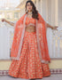 Designer Wedding Party Wear Heavy Lehenga Choli Collection Orange Pure Dyeable Viscose Jacquard Lehenga Choli Front View