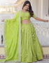 Designer Wedding Party Wear Heavy Lehenga Choli Collection Pista Pure Dyeable Viscose Jacquard Lehenga Choli Front View