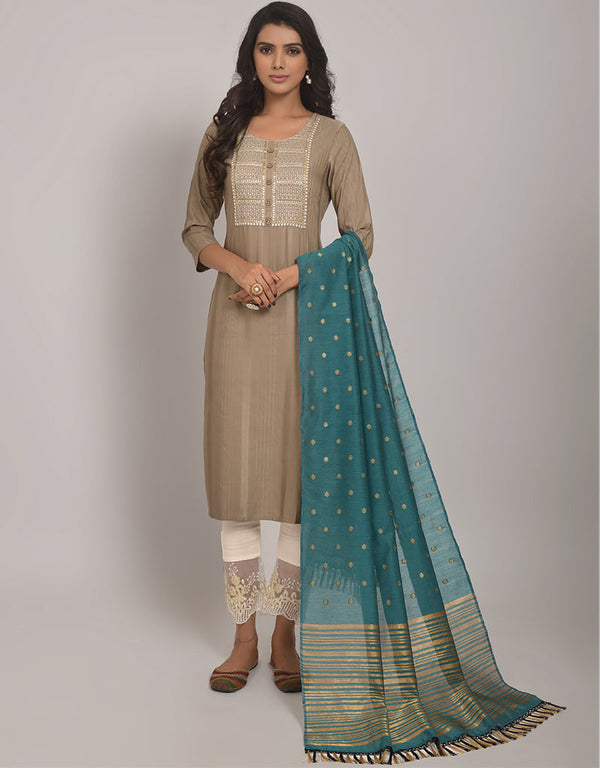 Traditional Function Wear Readymade Suit Collection Chiku Viscose Rayon Blend Pant Straight Front View