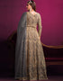 Designer Party Wear Net Salwar Suit Collection Gray Net Pant Anarkali Close-up View