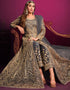 Designer Party Wear Net Salwar Suit Collection Gray Net Pant Anarkali Front View