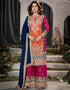 Designer Party Wear Pure Chinnon Salwar Suit Collection Orange Pure Chinnon Palazzo Straight Front View