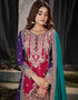 Designer Party Wear Pure Chinnon Salwar Suit Collection Rani Pink Pure Chinnon Palazzo Straight Front View