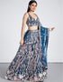 Designer Wedding Party Wear Heavy Lehenga Choli Collection Navy Blue Net Lehenga Choli Back View