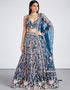 Designer Wedding Party Wear Heavy Lehenga Choli Collection Navy Blue Net Lehenga Choli Front View