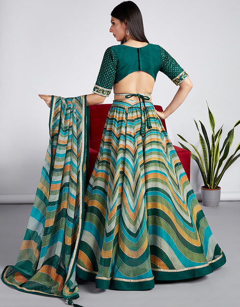 Designer Wedding Party Wear Heavy Lehenga Choli Collection Multi Organza Lehenga Choli Back View