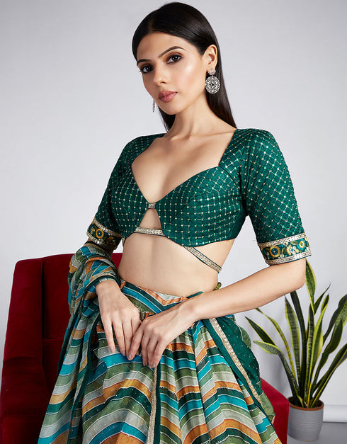 Designer Wedding Party Wear Heavy Lehenga Choli Collection Multi Organza Lehenga Choli Front View