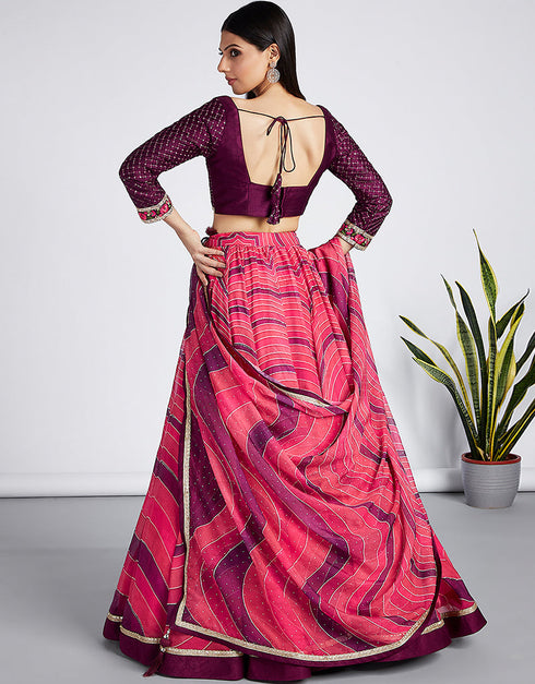 Designer Wedding Party Wear Heavy Lehenga Choli Collection Multi Organza Lehenga Choli Back View