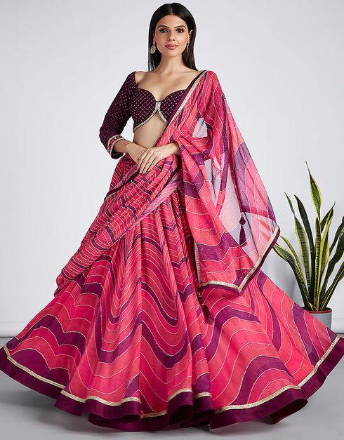 Designer Wedding Party Wear Heavy Lehenga Choli Collection Multi Organza Lehenga Choli Front View