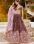 Designer Wedding Party Wear Heavy Lehenga Choli Collection Rose Gold Poly Georgette Lehenga Choli Back View