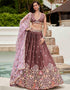 Designer Wedding Party Wear Heavy Lehenga Choli Collection Rose Gold Poly Georgette Lehenga Choli Front View