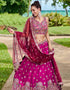 Designer Wedding Party Wear Heavy Lehenga Choli Collection Burgundy Satin Lehenga Choli Front View