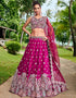 Designer Wedding Party Wear Heavy Lehenga Choli Collection Burgundy Satin Lehenga Choli Front View