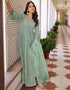 Designer Function Wear Heavy Salwar Suit Collection Sea Green Heavy Faux Georgette Pant Anarkali Close-up View