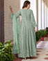 Designer Function Wear Heavy Salwar Suit Collection Sea Green Heavy Faux Georgette Pant Anarkali Back View