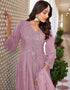 Designer Function Wear Heavy Salwar Suit Collection Lavender Heavy Faux Georgette Pant Anarkali Front View