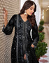 Designer Function Wear Heavy Salwar Suit Collection Black Heavy Faux Georgette Pant Anarkali Front View