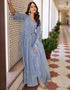 Designer Function Wear Heavy Salwar Suit Collection Blue Heavy Faux Georgette Pant Anarkali Close-up View
