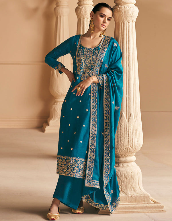 Designer Function Wear Heavy Salwar Suit Collection Rama Premium Silk Pant Straight Front View