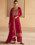 Designer Function Wear Heavy Salwar Suit Collection Pink Premium Silk Pant Straight Close-up View