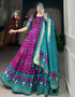 Designer Party Wear Heavy Readymade Gown With Dupatta Collection Purple Tussar Silk Gown Close-up View