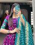 Designer Party Wear Heavy Readymade Gown With Dupatta Collection Purple Tussar Silk Gown Back View