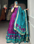 Designer Party Wear Heavy Readymade Gown With Dupatta Collection Purple Tussar Silk Gown Front View