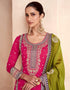 Designer Function Wear Heavy Readymade Salwar Suit Collection Pink Premium Silk Palazzo Straight Close-up View