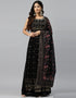 Designer Party Wear Heavy Readymade Gown With Sharara Collection Black Georgette Sharara Gown Front View