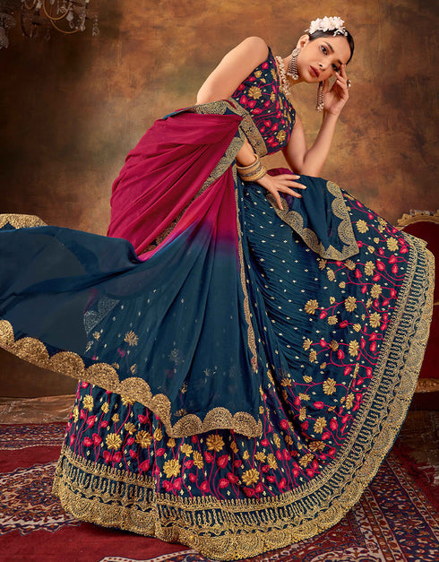 Designer Function Wear Heavy Lehenga Choli Collection Multi Pure Georgette Lehenga Choli Close-up View