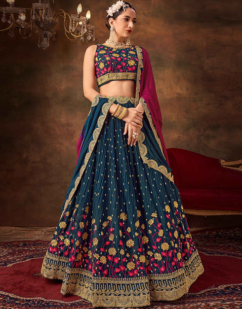 Designer Function Wear Heavy Lehenga Choli Collection Multi Pure Georgette Lehenga Choli Front View