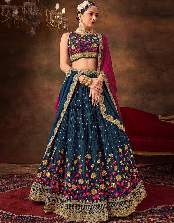 Designer Function Wear Heavy Lehenga Choli Collection Multi Pure Georgette Lehenga Choli Front View
