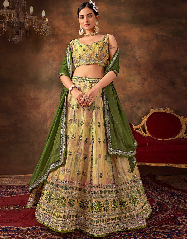 Designer Function Wear Heavy Lehenga Choli Collection Multi Organza Lehenga Choli Front View