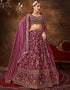 Designer Function Wear Heavy Lehenga Choli Collection Wine Pure Georgette Lehenga Choli Front View