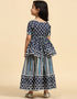 Indian Traditional Kids Wear Lehenga Choli Collection Navy Blue Cotton Lehenga Choli Back View