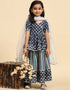 Indian Traditional Kids Wear Lehenga Choli Collection Navy Blue Cotton Lehenga Choli Front View