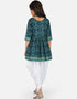 Indian Traditional Kids Wear Readymade Kurti With Patiyala Collection Green Pure Rayon Patiyala Suit Back View