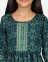 Indian Traditional Kids Wear Readymade Kurti With Patiyala Collection Green Pure Rayon Patiyala Suit Side View