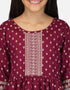 Indian Traditional Kids Wear Readymade Kurti With Patiyala Collection Maroon Pure Rayon Patiyala Suit Side View