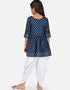 Indian Traditional Kids Wear Readymade Kurti With Patiyala Collection Teal Pure Rayon Patiyala Suit Back View