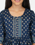 Indian Traditional Kids Wear Readymade Kurti With Patiyala Collection Teal Pure Rayon Patiyala Suit Side View