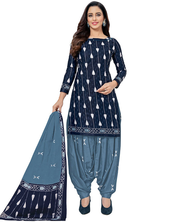 Traditional Function Wear Readymade Suit Collection Navy Blue Pure Cotton Pant Straight Front View