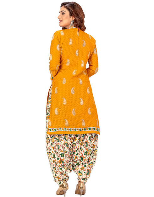 Traditional Function Wear Readymade Suit Collection Yellow Pure Cotton Pant Straight Back View